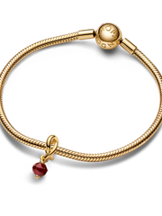 Faceted Red Eternity Circle Dangle Charm - 14k gold plating