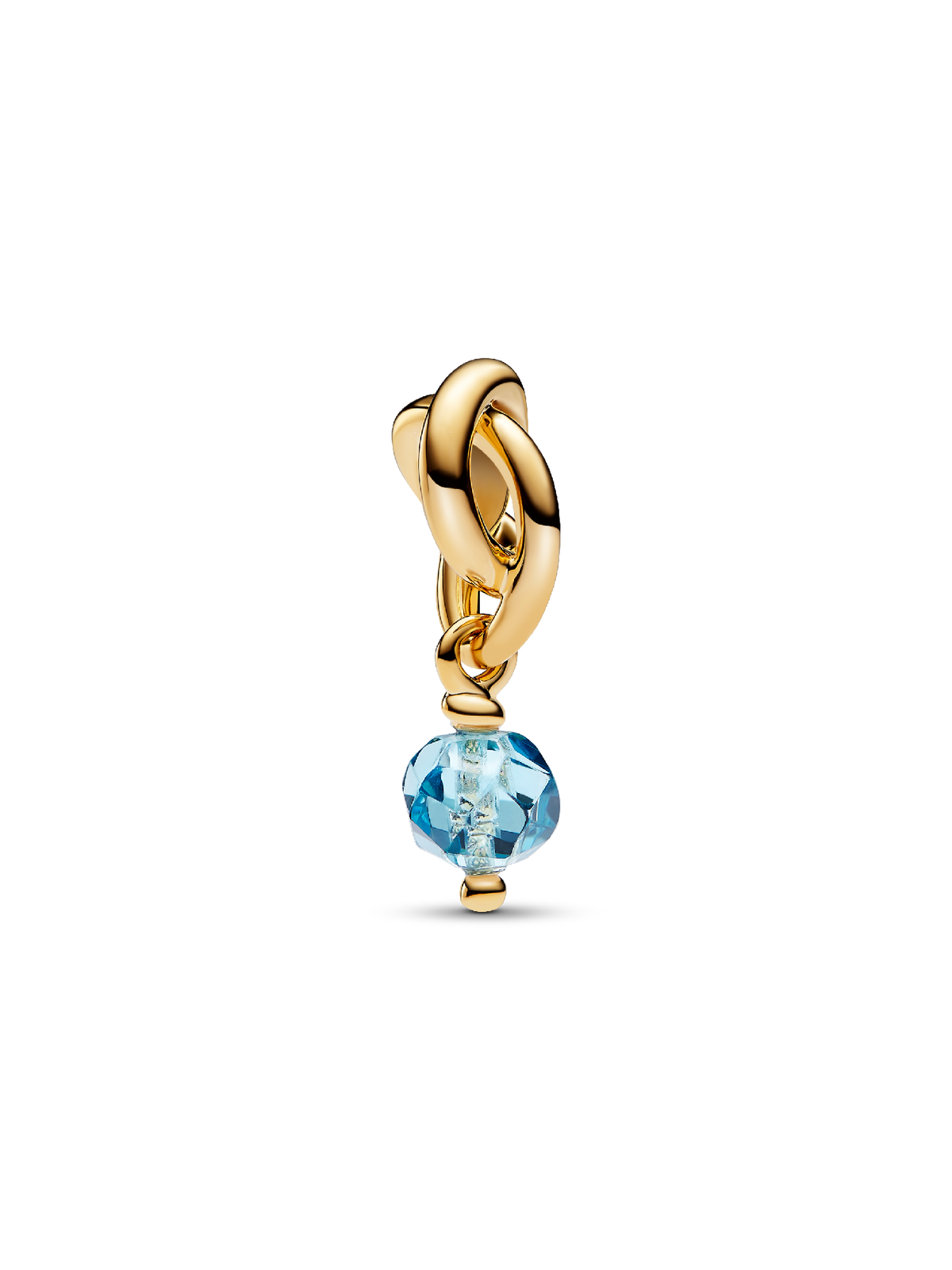 Faceted Sea Aqua Blue Eternity Circle Dangle Charm - 14k gold plating