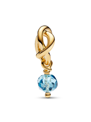 Faceted Sea Aqua Blue Eternity Circle Dangle Charm - 14k gold plating