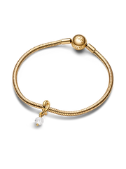 Faceted Clear Eternity Circle Dangle Charm - 14k gold plating