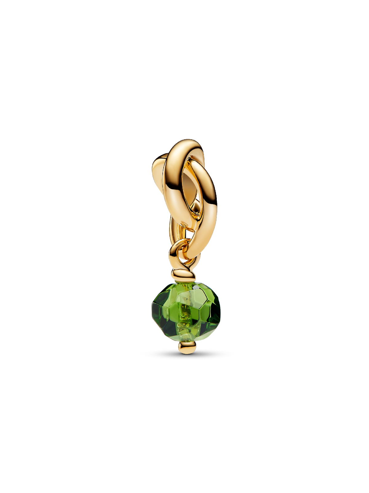 Faceted Spring Green Eternity Circle Dangle Charm - 14k gold plating