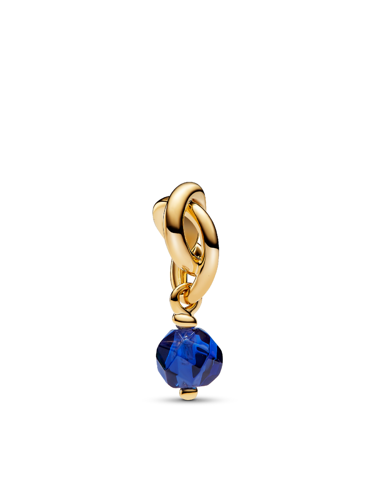 Faceted Blue Eternity Circle Dangle Charm - 14k gold plating