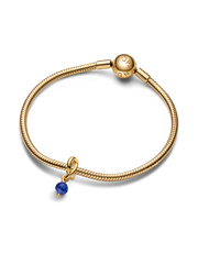 Faceted Blue Eternity Circle Dangle Charm - 14k gold plating