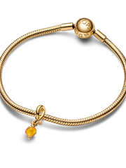 Faceted Honey Eternity Circle Dangle Charm - 14k gold plating