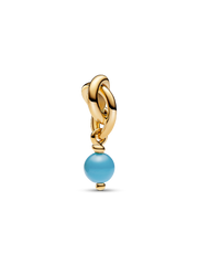 Turquoise Blue Eternity Circle Dangle Charm - 14k gold plating