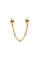 Triple Clear Stone Safety Chain - 14k gold plating