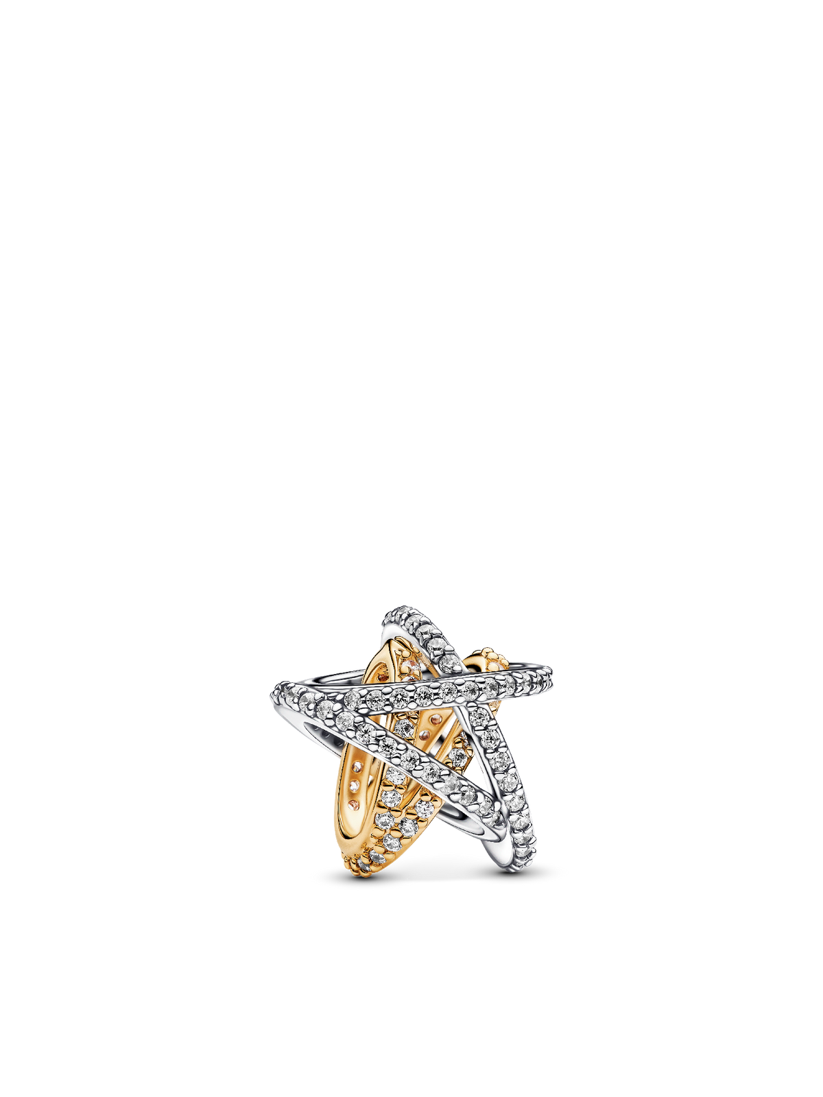 Sparkling Crossover Star Charm - Sterling silver, 14k gold plating