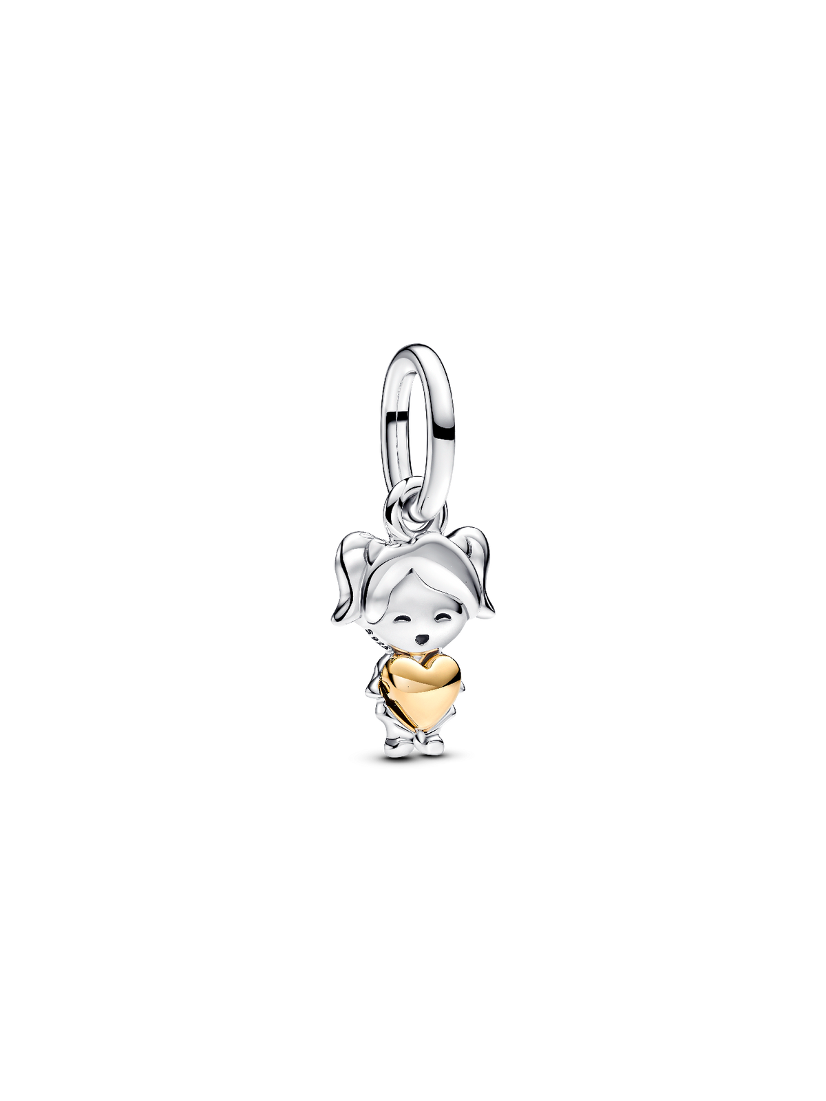 Happy Girl Dangle Charm - Sterling silver, 14k gold plating