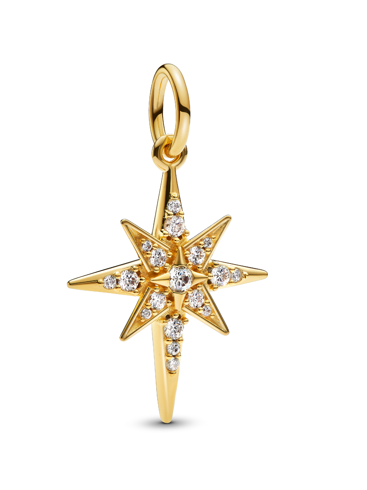 Sparkling North Star Dangle Charm - 14k gold plating