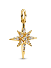 Sparkling North Star Dangle Charm - 14k gold plating