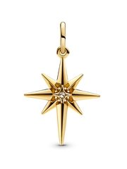 Sparkling North Star Dangle Charm - 14k gold plating