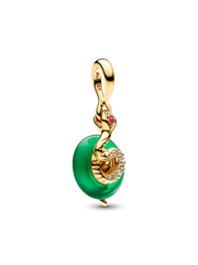 Snake Green Murano Glass Dangle Charm - 14k gold plating