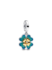 2025 Four Leaf Clover Lab-Grown Diamond Dangle Charm - 0.009 ct TW, Sterling silver, 14k gold plating