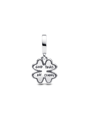 2025 Four Leaf Clover Lab-Grown Diamond Dangle Charm - 0.009 ct TW, Sterling silver, 14k gold plating