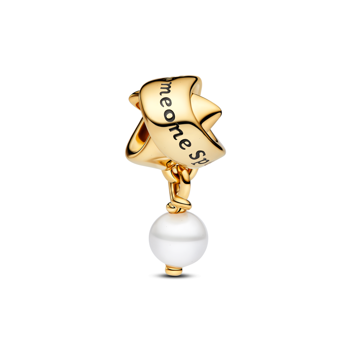 FINAL SALE - Treated Freshwater Cultured Pearl Ribbon Charm - 14k gold plating
