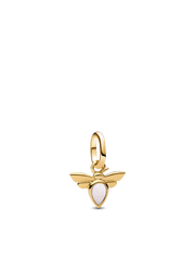 White Bee Mini Dangle Charm - 14k gold plating