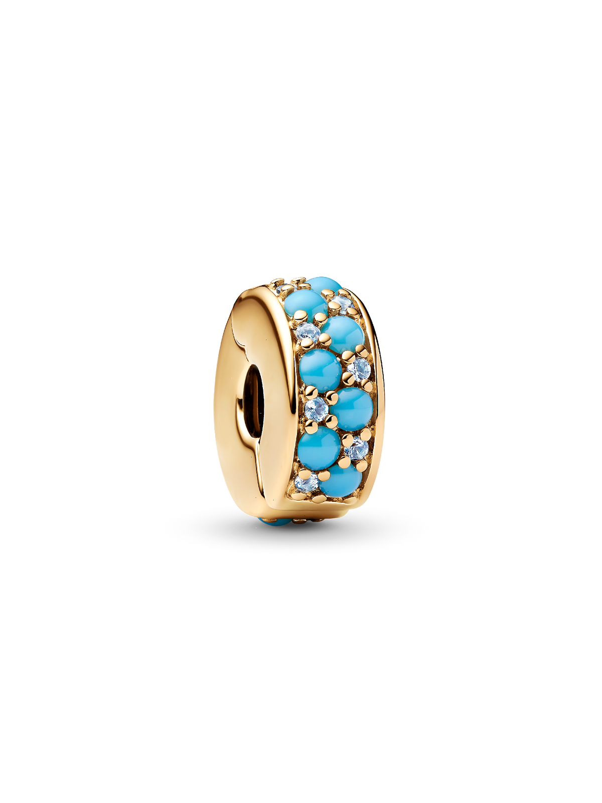 Aqua Blue Clip Charm - 14k gold plating