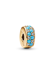 Aqua Blue Clip Charm - 14k gold plating
