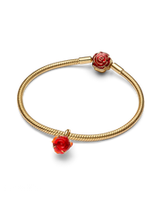 Disney Beauty and the Beast Enchanted Rose Dangle Charm - 14k gold plating