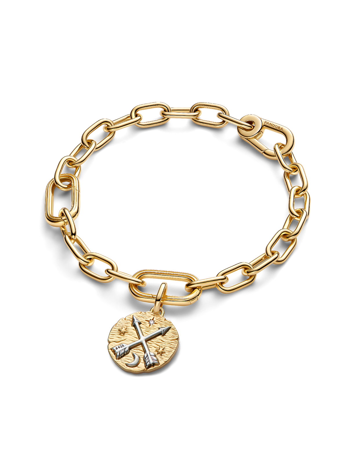 Crossing Arrows Medallion Charm - Sterling silver, 14k gold plating