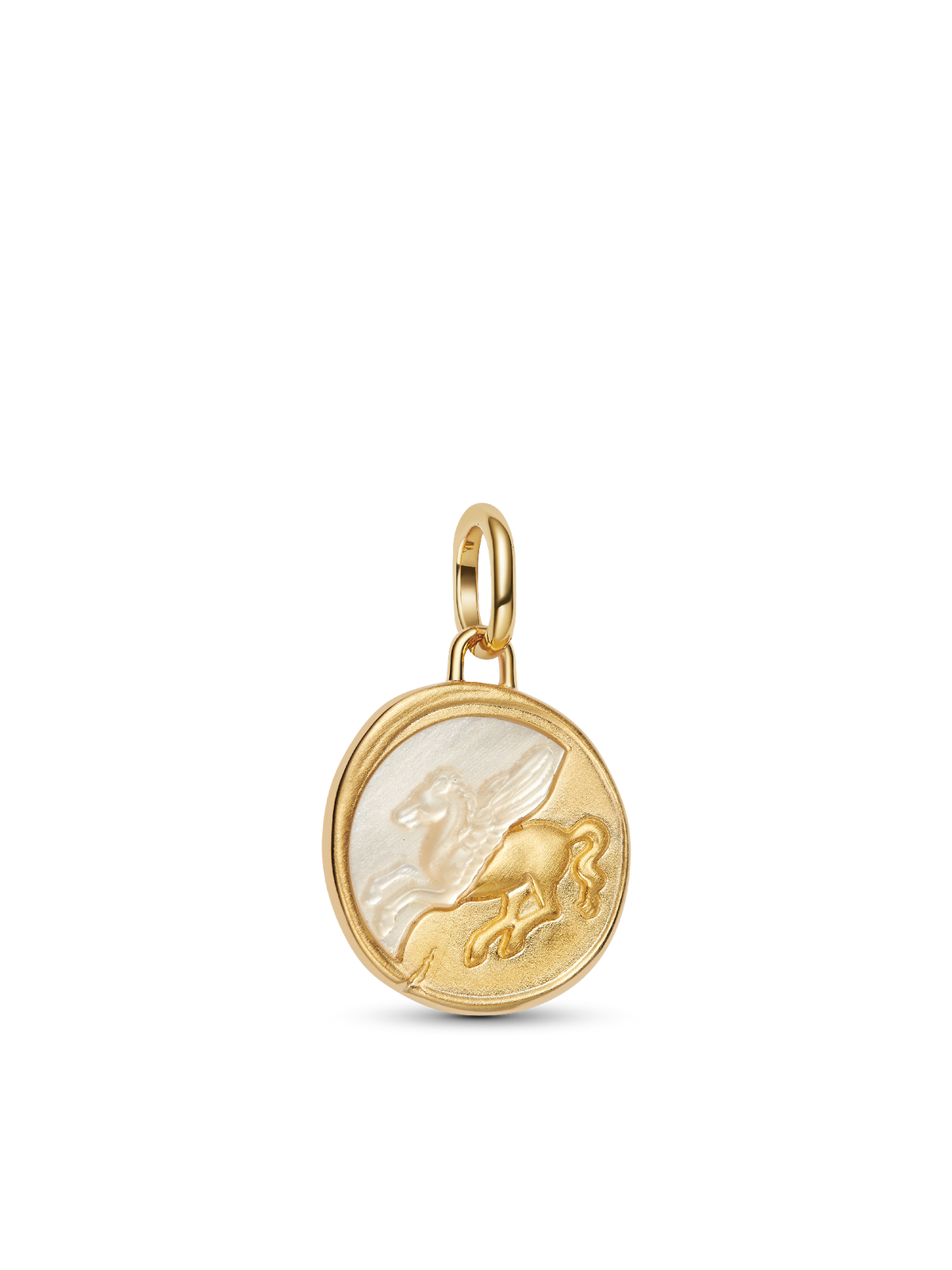 Pegasus Medallion Charm - Sterling silver, 14k gold plating