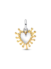 Radiant Heart Double Dangle Charm - Sterling silver, 14k gold plating