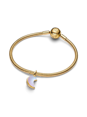 Sparkling Crescent Moon Dangle Charm - 14k gold plating