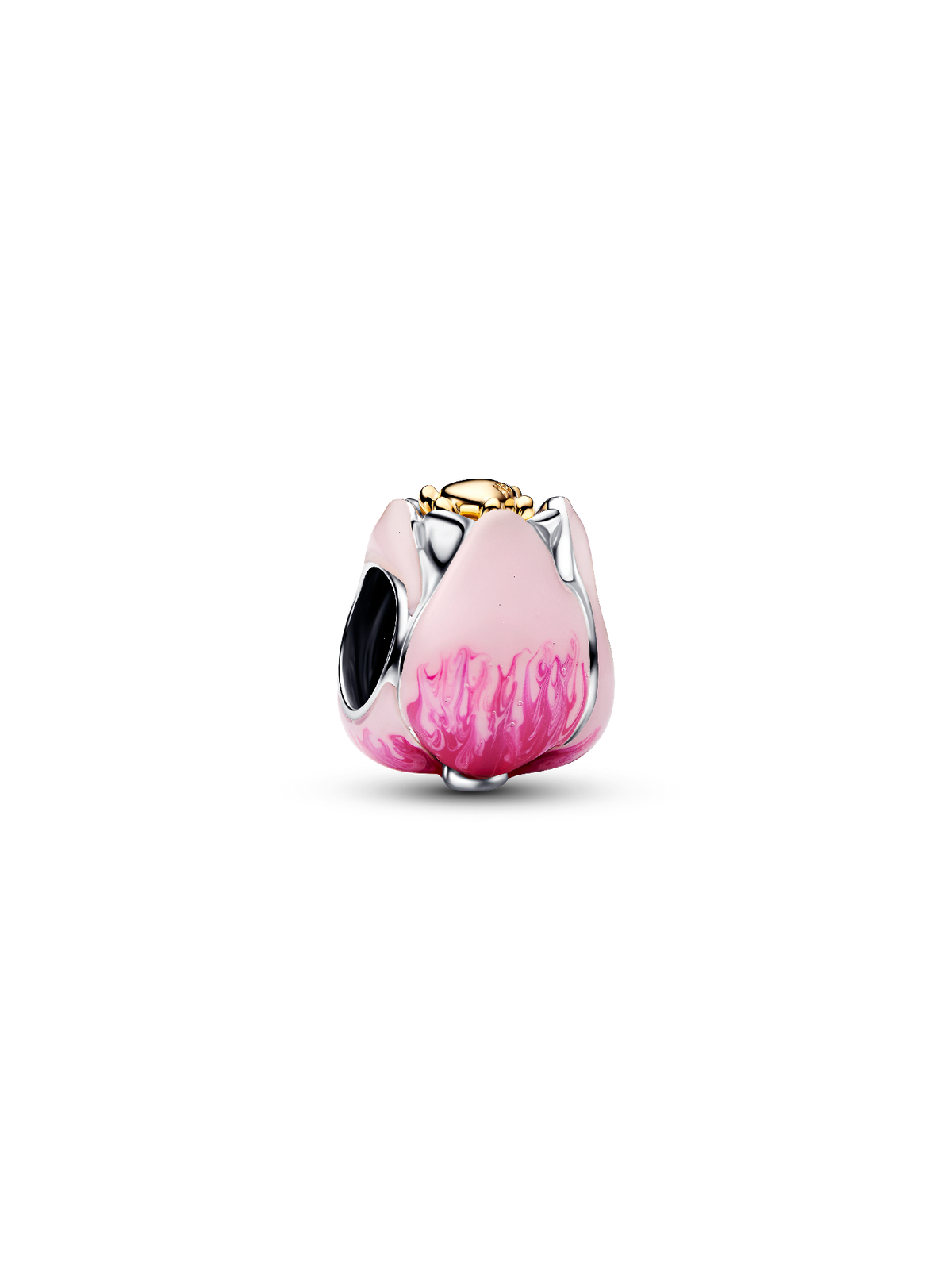 Pink Tulip Charm - Sterling silver, 14k gold plating