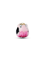 Pink Tulip Charm - Sterling silver, 14k gold plating