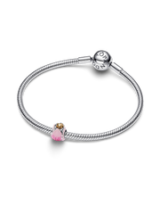 Pink Tulip Charm - Sterling silver, 14k gold plating