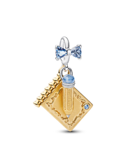 Bridgerton Dance Card & Pencil Dangle Charm - Sterling silver, 14k gold plating