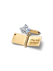 Bridgerton Dance Card & Pencil Dangle Charm - Sterling silver, 14k gold plating