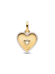 Radiating White Heart Medallion Charm - 14k gold plating