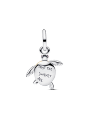 2026 Pink Sea Turtle Lab-grown Diamond Dangle Charm - 0.007 ct TW, Sterling silver, 14k gold plating