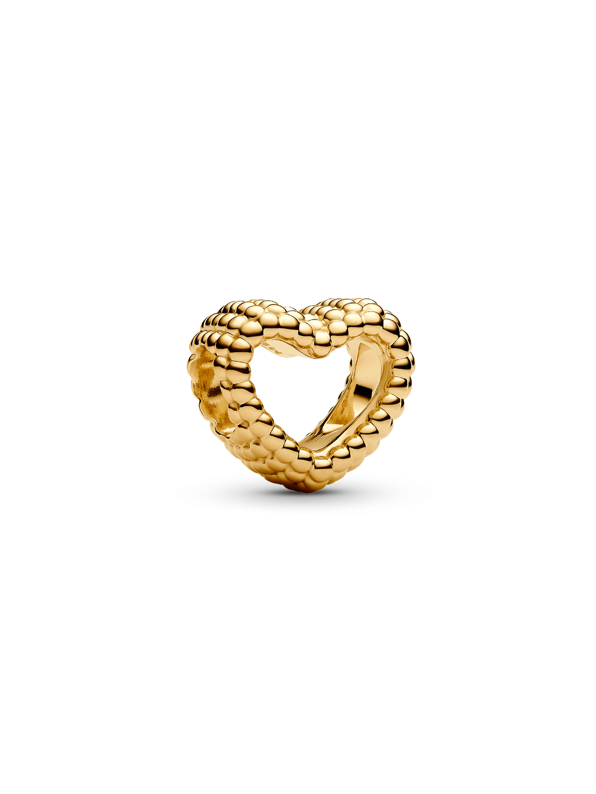 Beaded Open Heart Charm - 14k gold plating