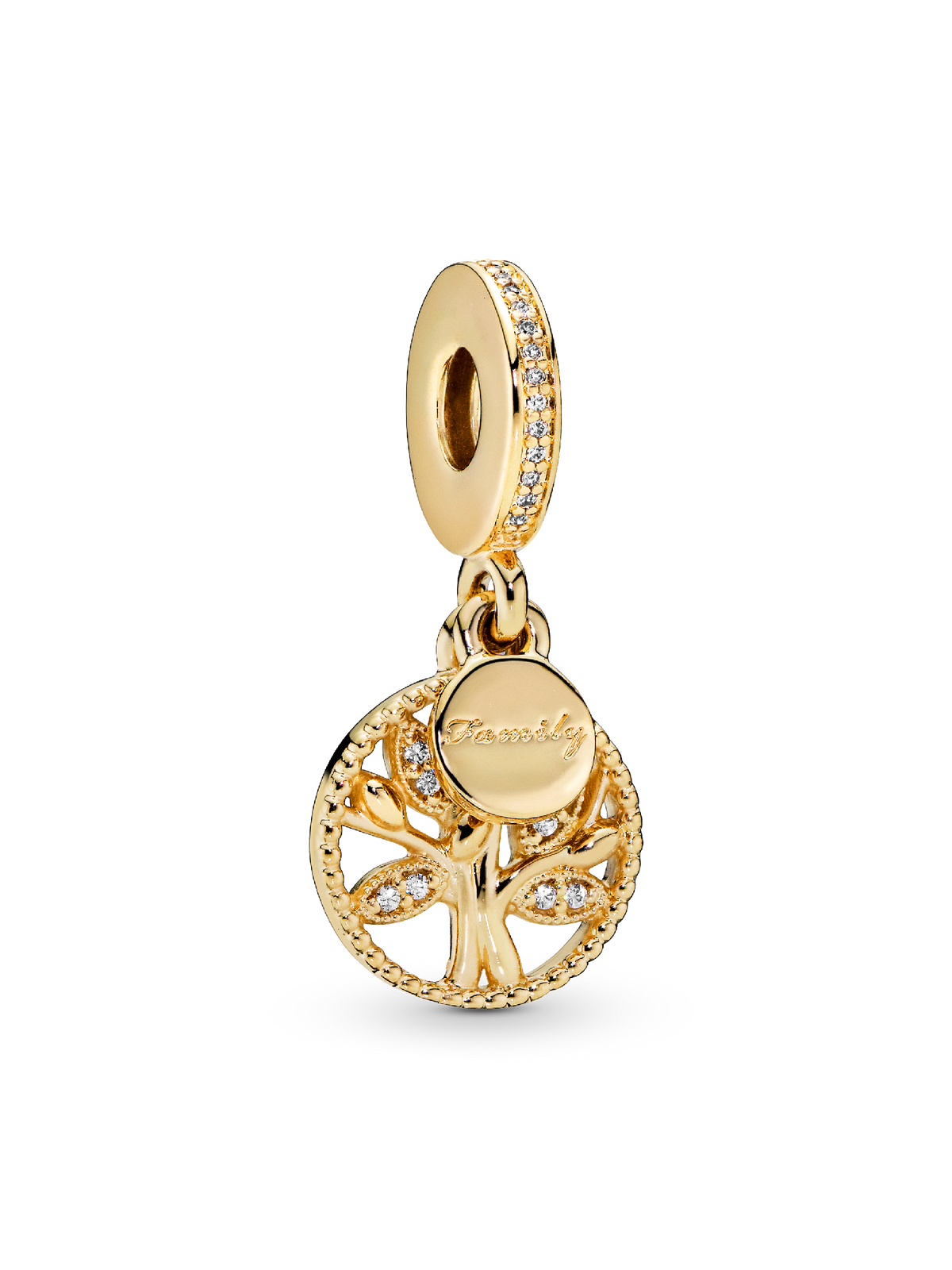 Sparkling Family Tree Dangle Charm - 14k gold plating