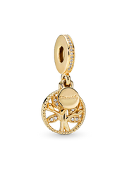 Sparkling Family Tree Dangle Charm - 14k gold plating