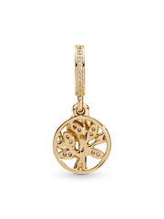 Sparkling Family Tree Dangle Charm - 14k gold plating
