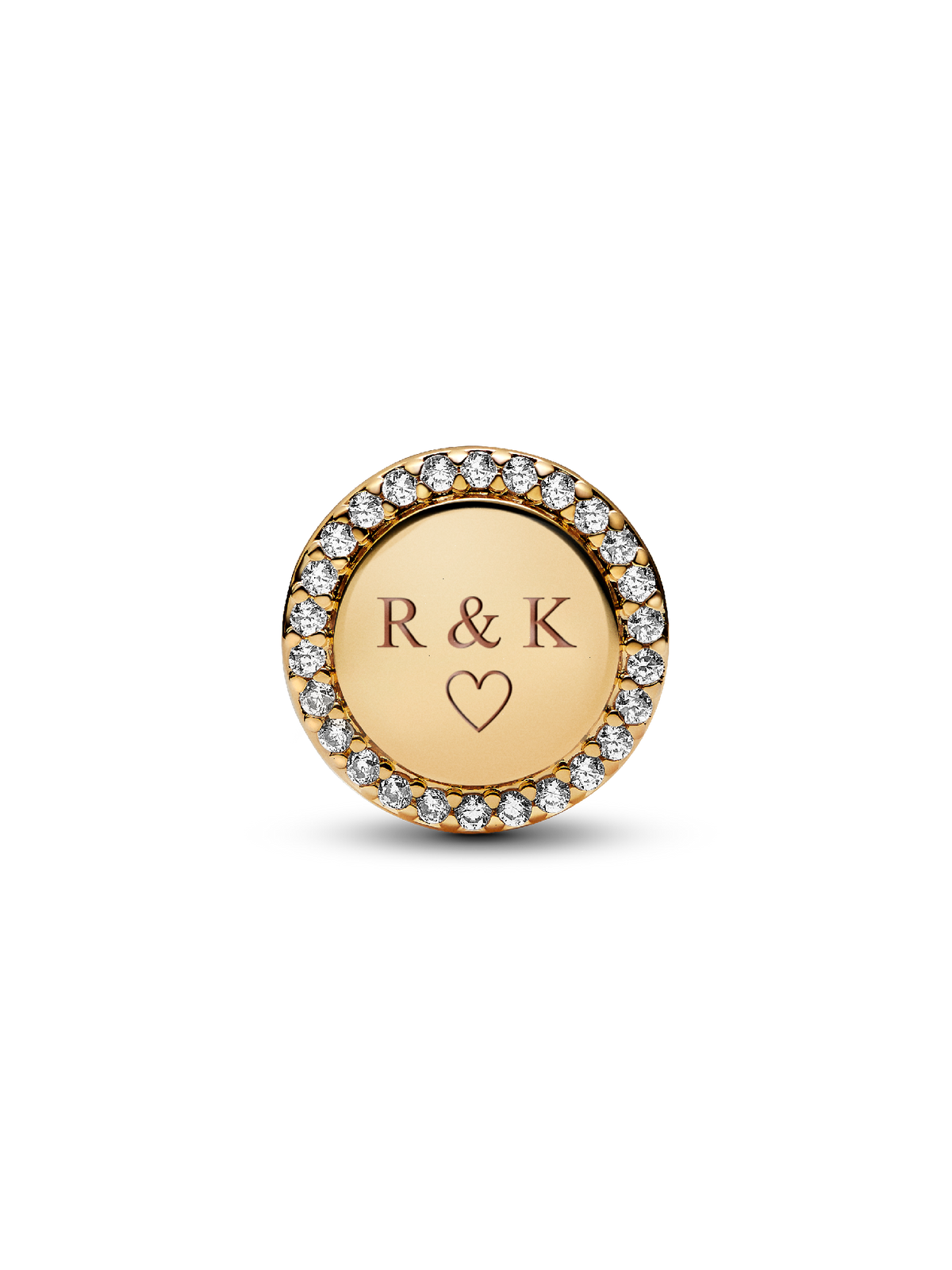 Engravable Sparkling Button Charm - 14k gold plating