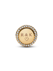 Engravable Sparkling Button Charm - 14k gold plating
