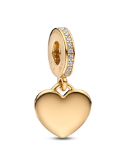 Engravable Heart Tag Dangle Charm - 14k gold plating
