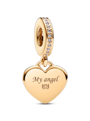 Engravable Heart Tag Dangle Charm - 14k gold plating