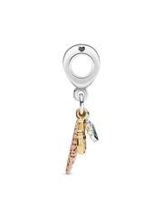 FINAL SALE - Hamsa, All-seeing Eye & Feather Spirituality Dangle Charm - Sterling silver, 14k gold plating, 14k rose gold plating