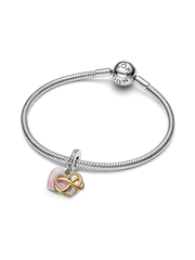 Sparkling Infinity Heart Dangle Charm - Sterling silver, 14k gold plating