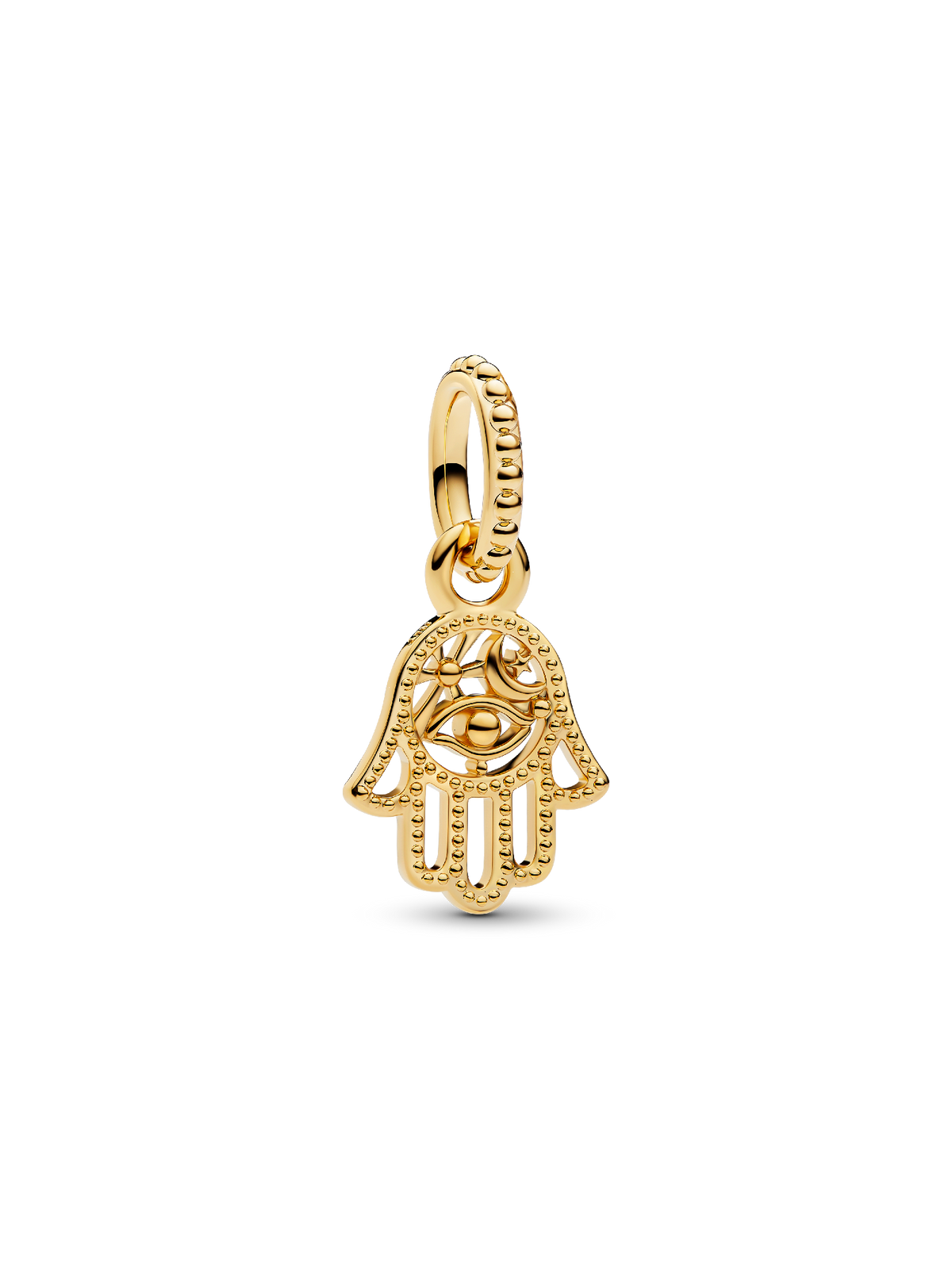 Protective Hamsa Hand Dangle Charm - 14k gold plating