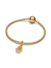 Protective Hamsa Hand Dangle Charm - 14k gold plating