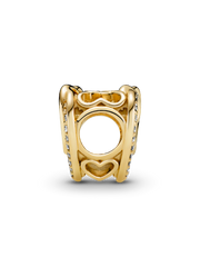 Sparkling Entwined Hearts Charm - 14k gold plating