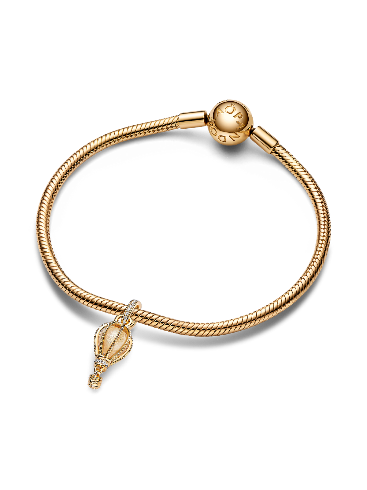 Sparkling Clear Hot Air Balloon Dangle Charm - 14k gold plating