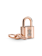 Padlock & Key Dangle Charm - 14k rose gold plating