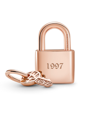Padlock & Key Dangle Charm - 14k rose gold plating